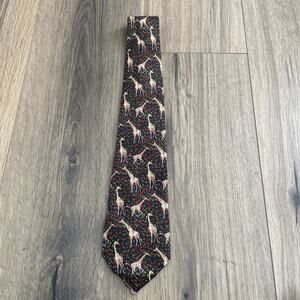 Burberrys Vintage Silk Tie Giraffe Print Made In England Novelty Whimsical